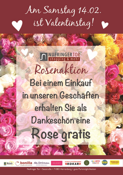 Für einen Einkauf eine Rose gratis